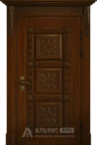 Элитная дверь из массива с резными филенками №375 внешняя - фото