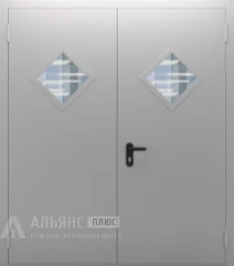 Стальная двустворчатая входная дверь для котельной с покрытием эмаль №6 внешняя - фото