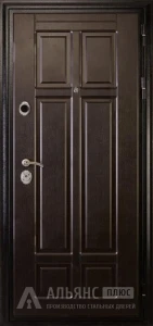 Железная дверь тёмная с объёмной фрезеровкой для квартиры №43 внешняя - фото