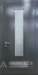 Дверь входная со стеклом и вентиляционной решеткой для котельной с порошковым окрасом №8 внешняя - фото