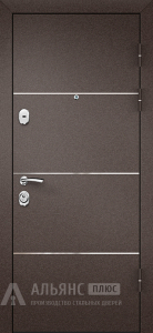 Дверь железная входная порошковая коричневая усиленная ригелем с цветом внутренней панели графит №2 внешняя - фото