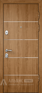 Дверь с зеркалом в цвете беленый дуб с цилиндровым замком №21 внешняя - фото