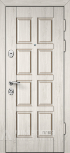 Филенчатая входная дверь с арочным зеркалом №52 внешняя - фото