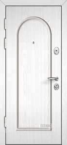 Квартирная входная дверь цвета светло серый с арочной фрезеровкой №21 внутренняя - фото